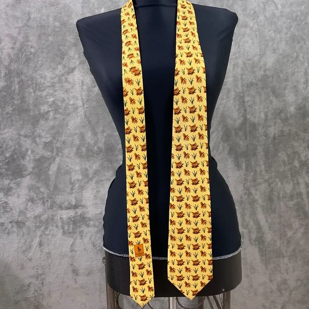 POLO BY RALPH LAUREN Document No 49  Silk Tie Bird Print Hand made
